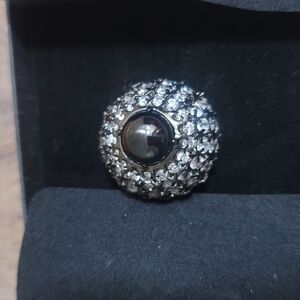 Silver and Black Crystal Ring